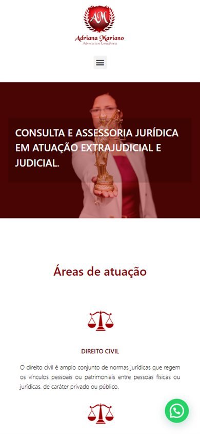 Site Adriana Mariano, advocacia no celular