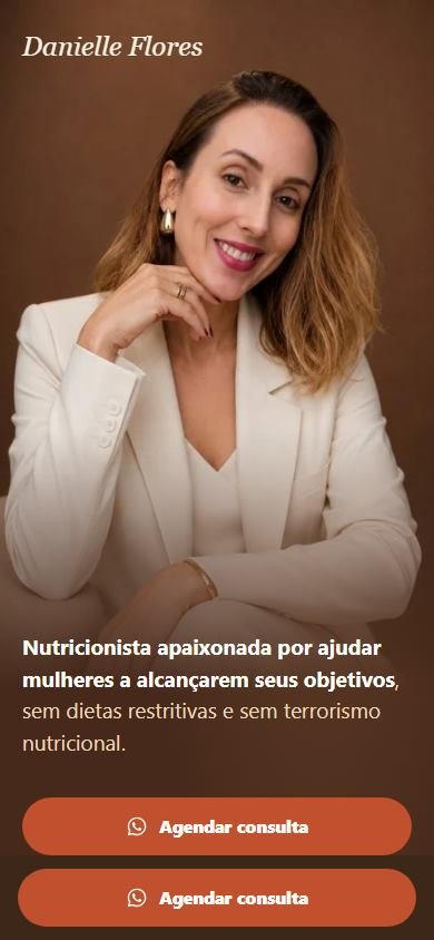Site Danielle Flores, nutricionista no celular