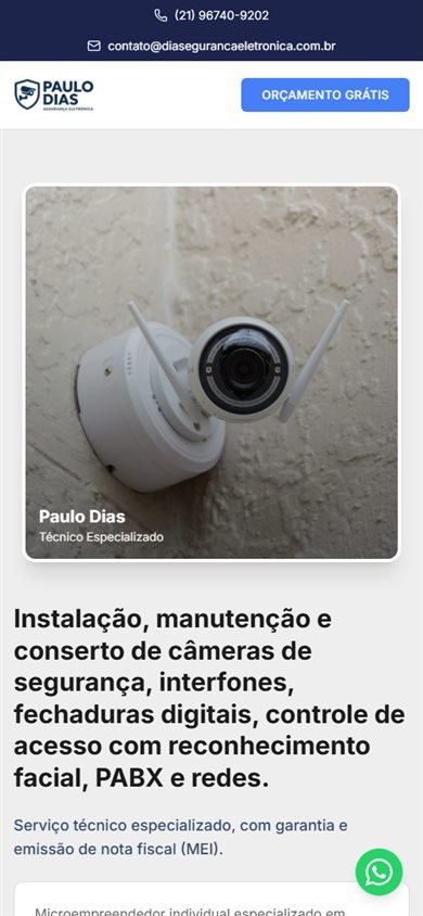 Site Dias Segurança Eletrônica no celular